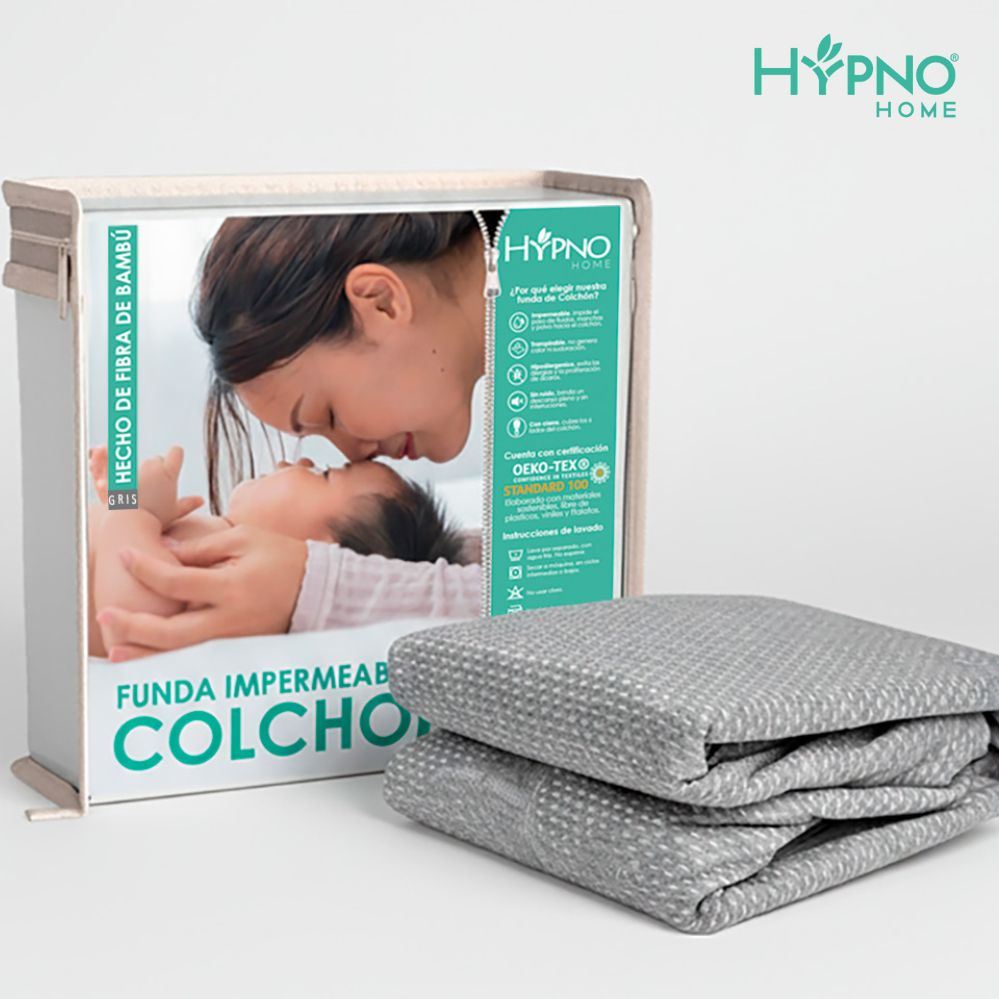 Funda De Colchón Impermeable Hypno De Bambú Con Cierre - Gris